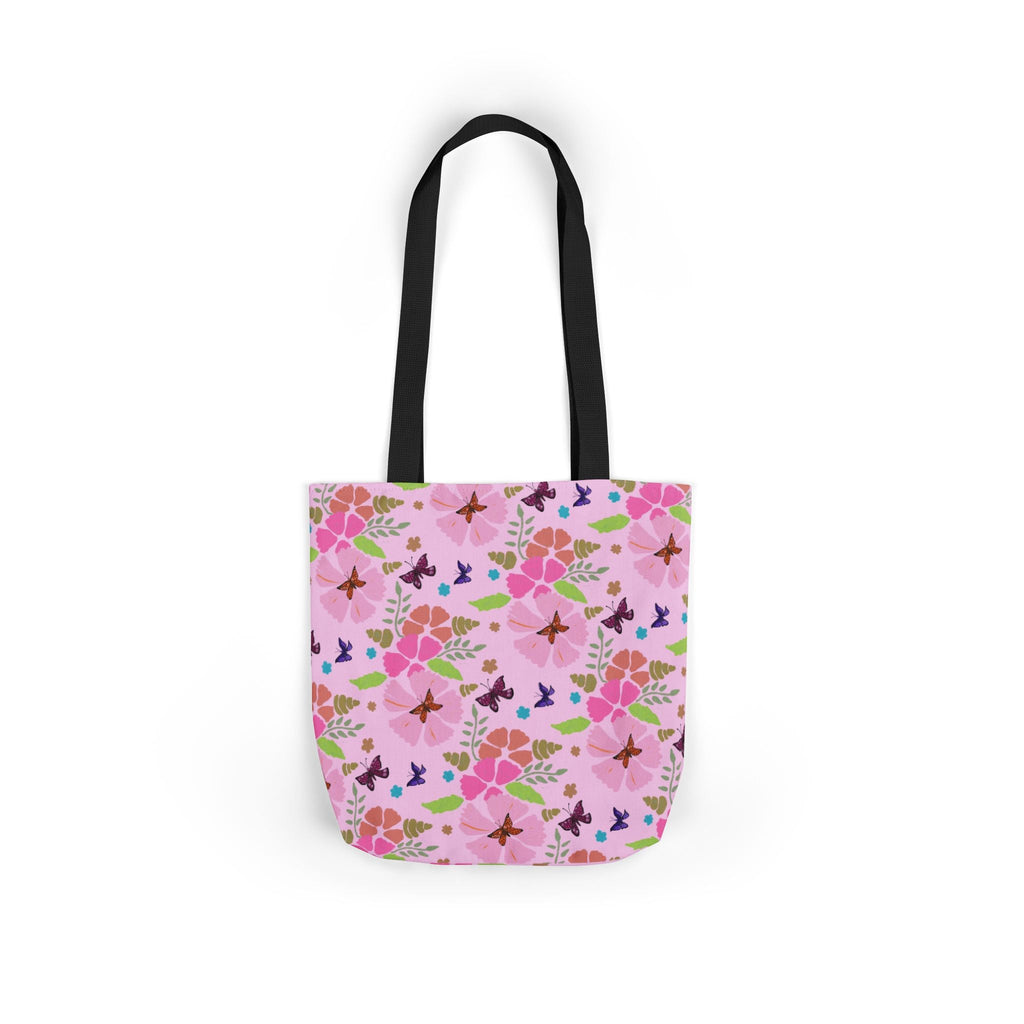 Pink Butterfly Garden Canvas Tote Bag, 5-Color Straps Printify
