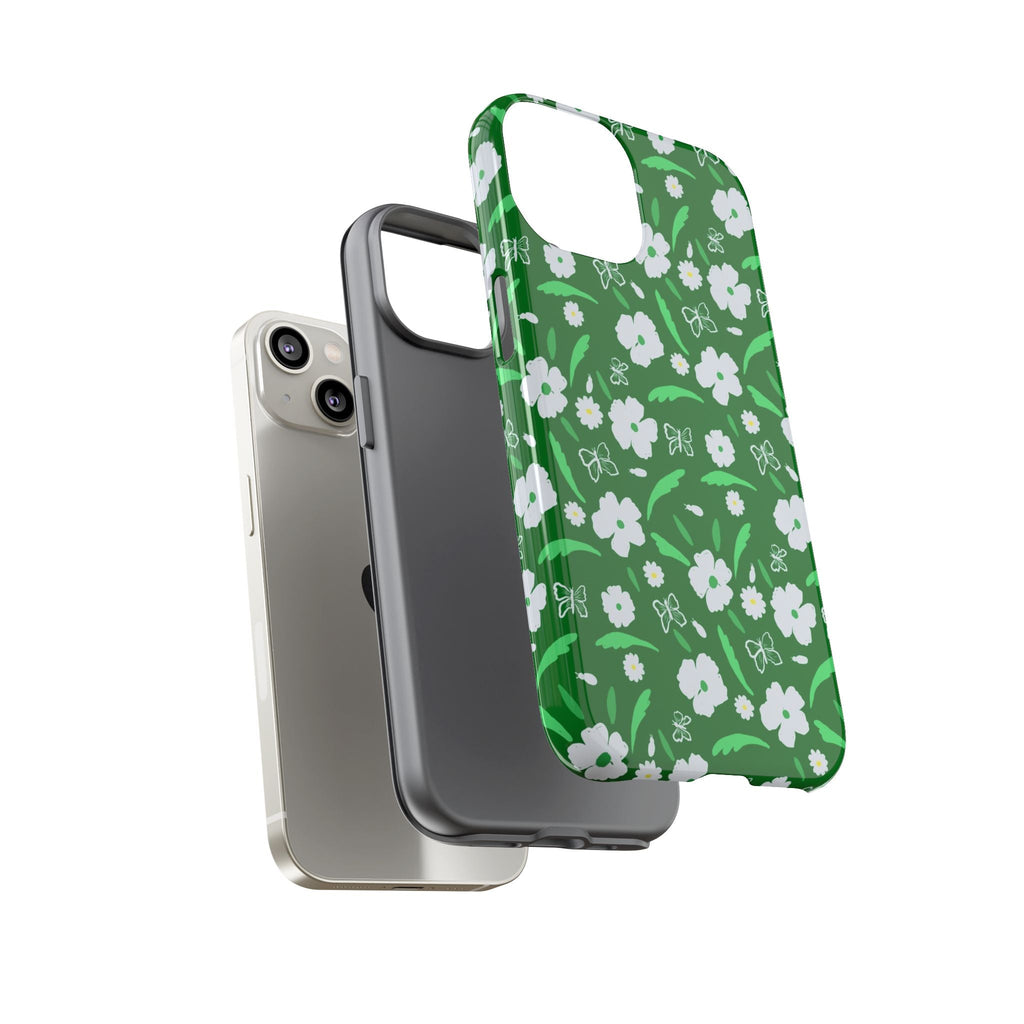 Green Meets White Flora Hand Designed Prints Tough Cases Printify